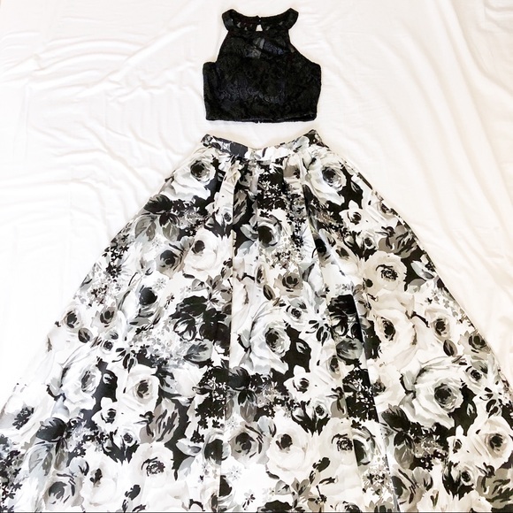 [SOLD] Two Piece Halter Prom Dress - Picture 2 of 5